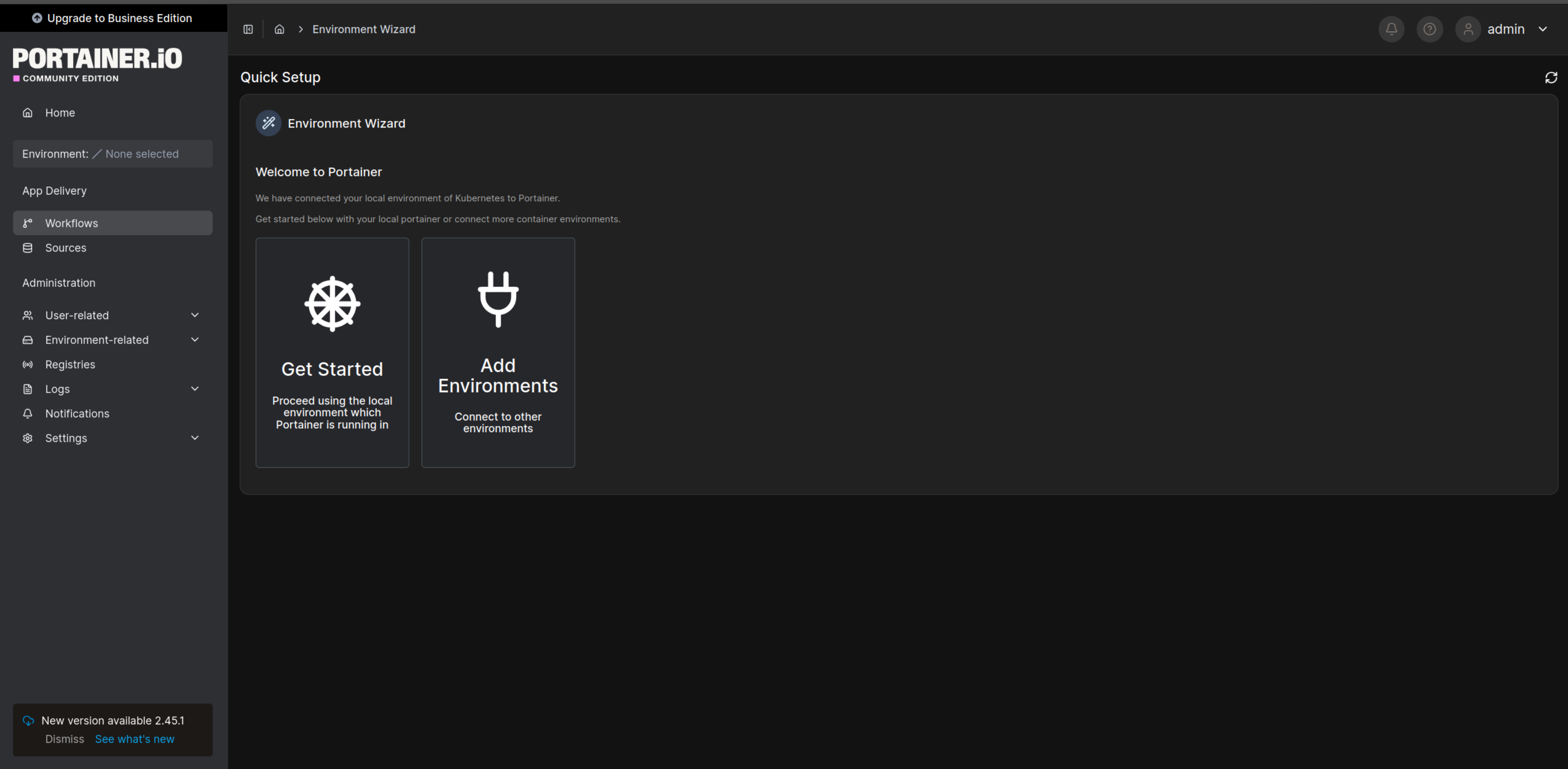 Create Admin User page
